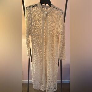 Zara Cream Crochet Maxi Cardigan